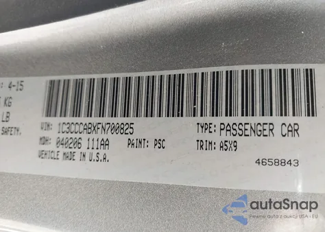 2015 Chrysler 200 Limited из США, поврежденный, VIN 1C3CCCABXFN700825